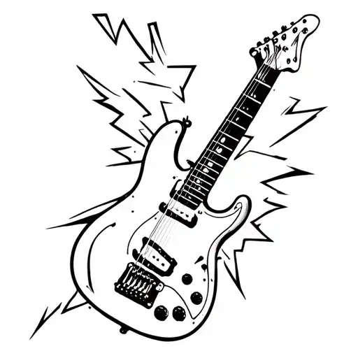 Electric Guitar With Lightning Bolt Striking
