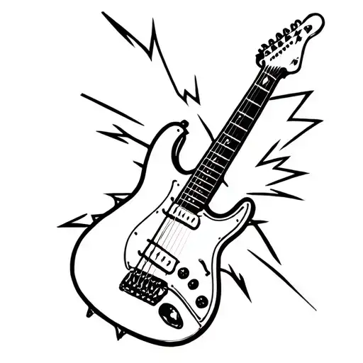 Electric Guitar With Lightning Bolt Striking