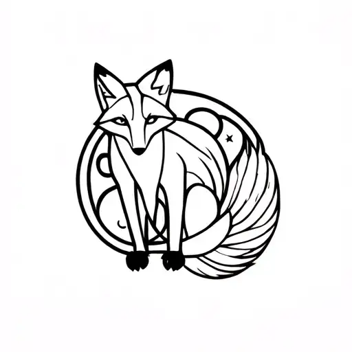 Alchemy Symbol And Fox Sitting