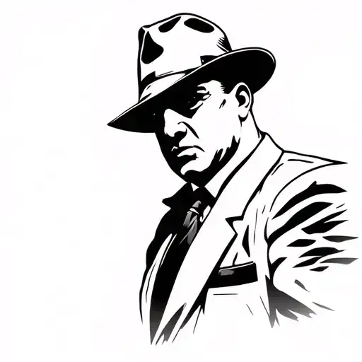 Made Man Mobster Silhouette Showing No Face Features