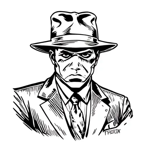 Made Man Mobster Silhouette Showing No Face Features