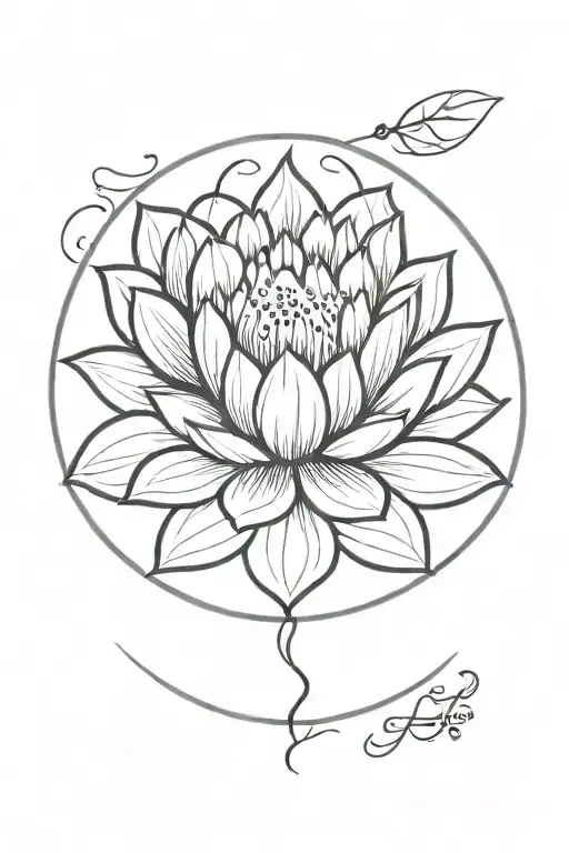 A Lotus Flower In A Circle Tattoo Mini