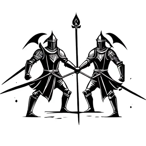 2 Knights Standing Off