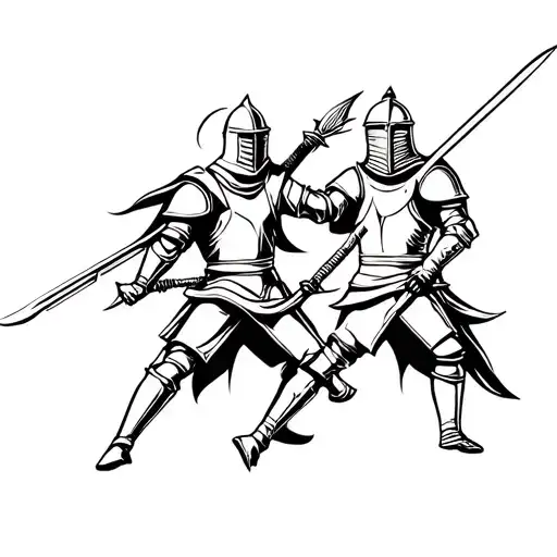 2 Knights Battle Scene