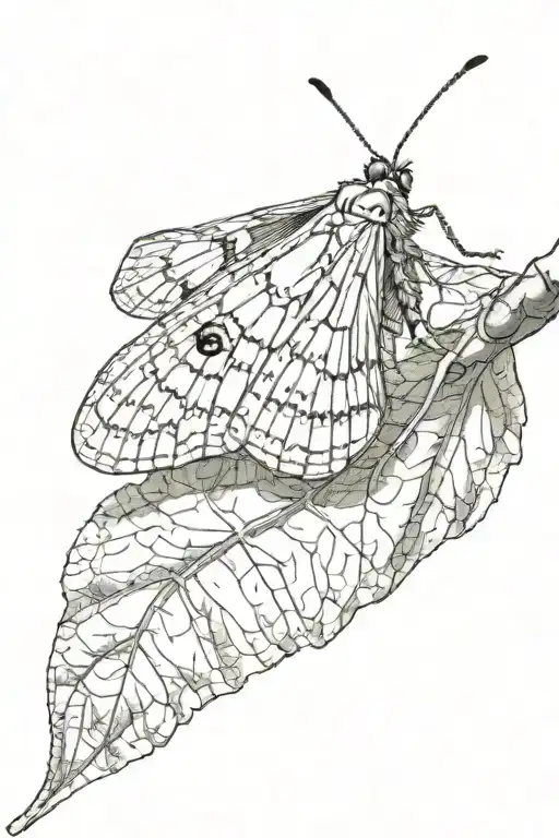 Tree Branch Leaves Moth Resting