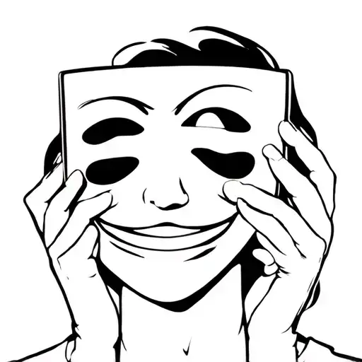 Depressed Person Hiding Behind A Happy Mask