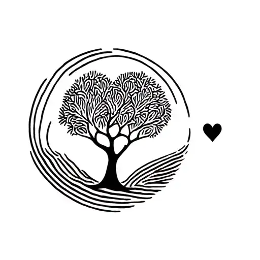 Stomach Tattoo Minimalist Tatoo With A Tree With A Heart Of A Finger Print