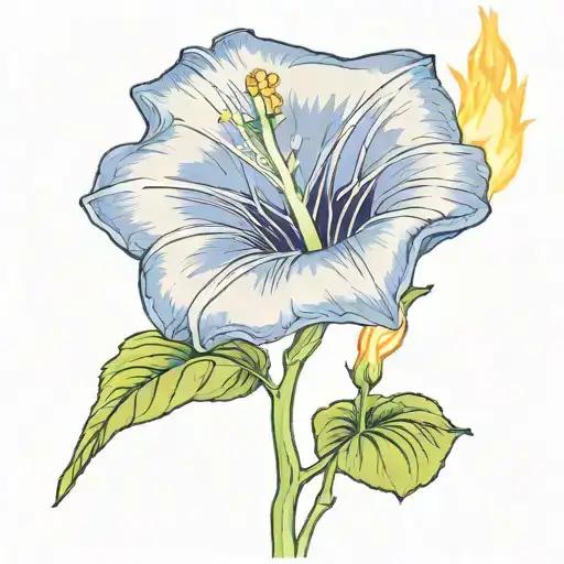 Morning Glory Flower With Stem And Fire