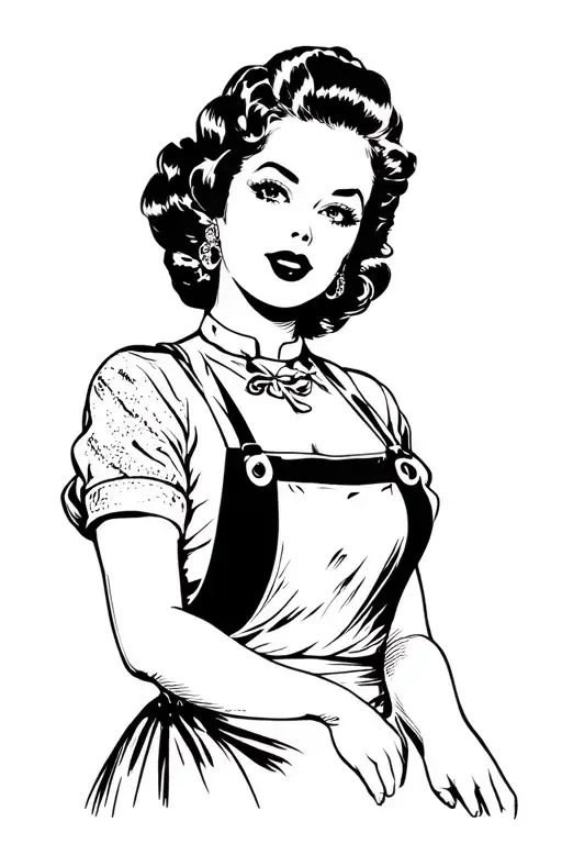 Pin Up Girl Wearing Apron