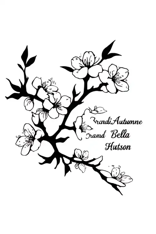 Cherry Blossoms With The Names Brandi Autumne Bella Hutson