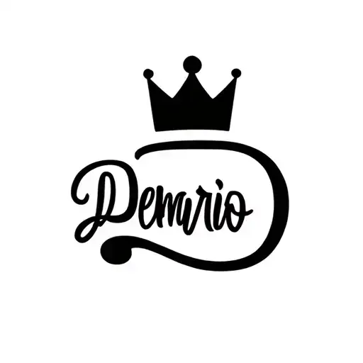 Demario In Cursive With A Tiny Crown On The D