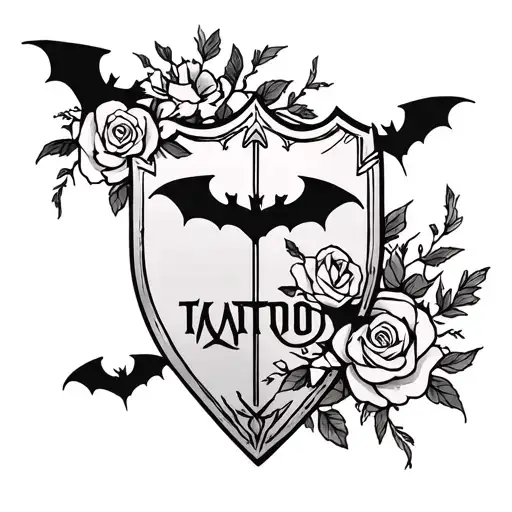 Feminine Zelda Shield With Bats And Roses