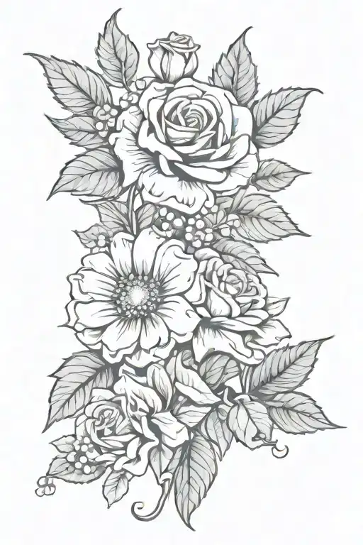 Daisy Violet Rose Holly Flower Bouquet