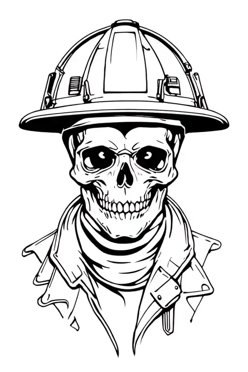 Firefighter Skull With Helmet
