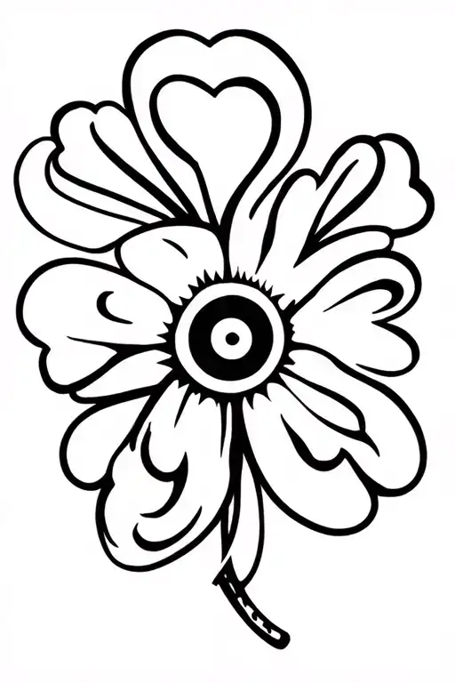 Clover Flower With Evil Eye And Horse Shoe