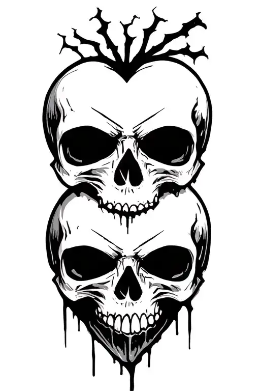 Broken Heart Death Skull Time