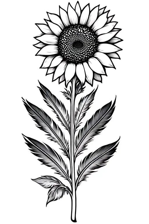 Sunflower With Indian Feathers Combined With Pedals