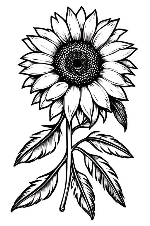 Sunflower With Indian Feathers On Flower