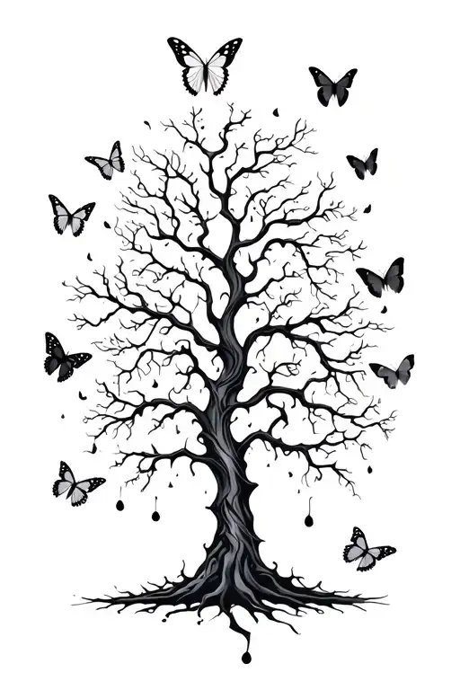 Poison Tree With Butterflies Surrounding
