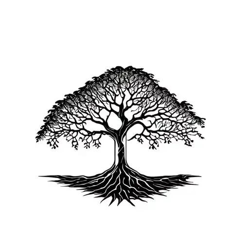 Tree Of Life Growing Out Of Hour Glass