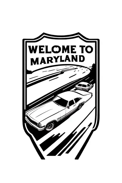 Cars Driving On The Highway With A Welcome To Maryland Sign