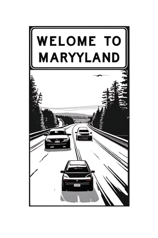 Cars Driving On The Highway With A Welcome To Maryland Sign