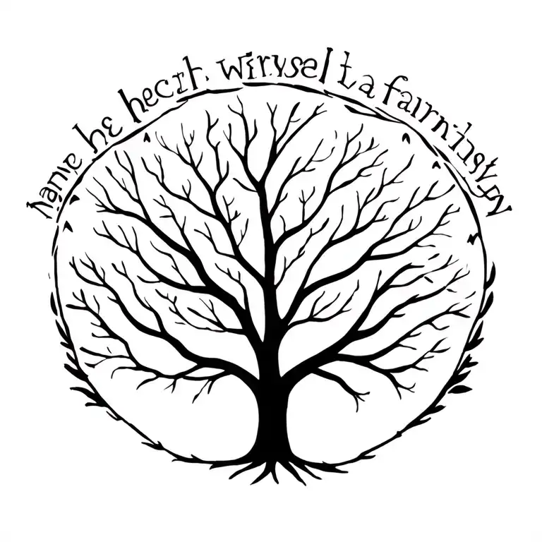 Family Tree With Name At Top Across Shoulders