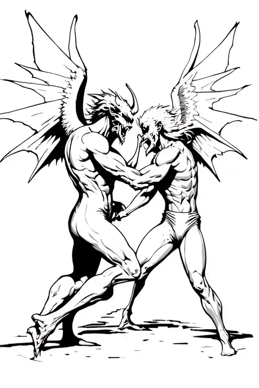 Demon And Angles Fighting Each Other