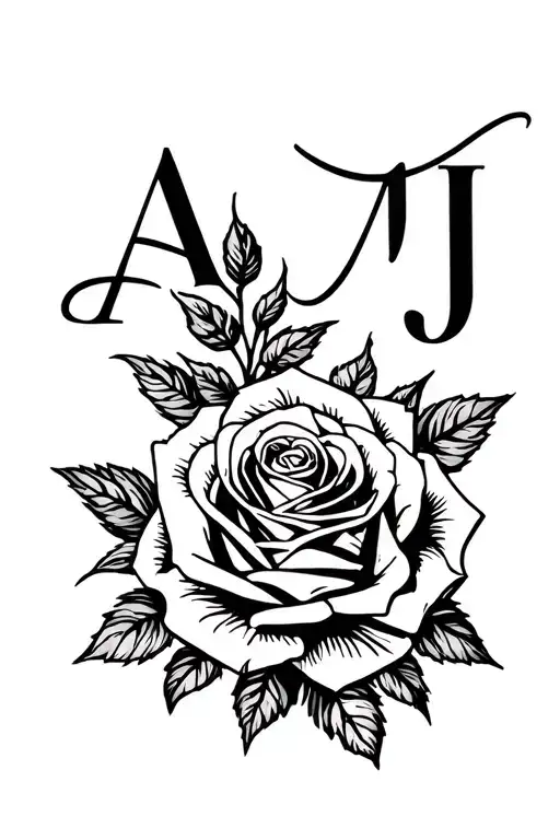 Roses With The Name Aj Written Sideways