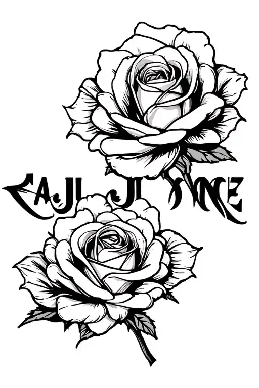 3 Roses With The Name Aj Written Sideways