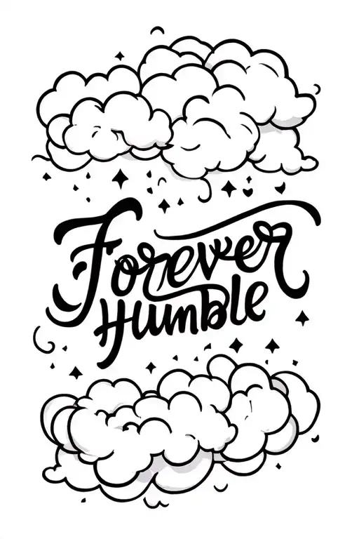 Forever Humble Text With Clouds Around It Luminous Points Of Small