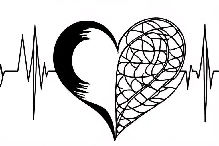 Semi Colon And Heart Beat Line