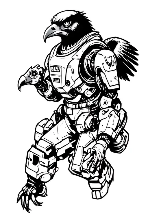 Hawk Cyborg And Structural Engineer Technician Holding