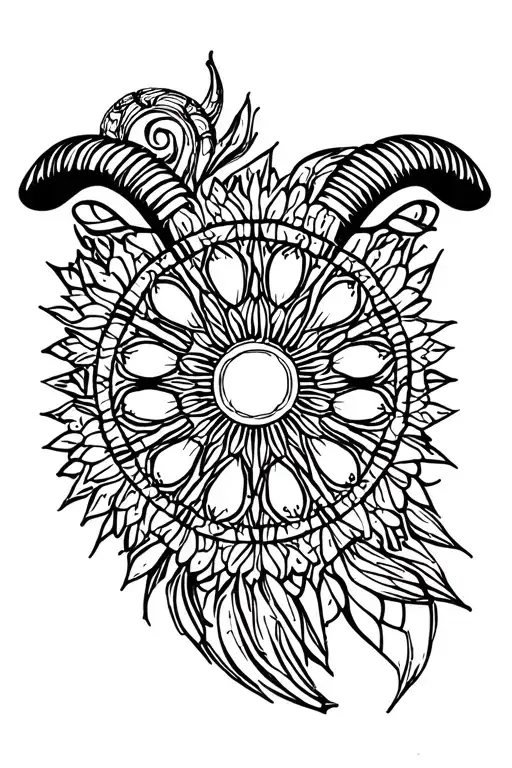 Aries Patterns Mandala Design Incorporating Elements