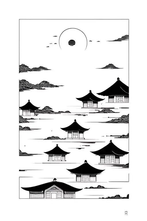 Japanese Huts In The Skies