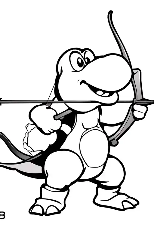 Yoshi Holding A Recurve Bow With His Arrow Notched And Ready