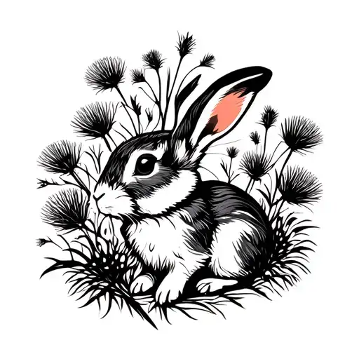 Rabbit Surrounded By Thistles