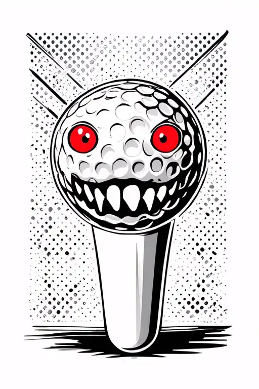 Golf Tee With Red Eyes And Teeth