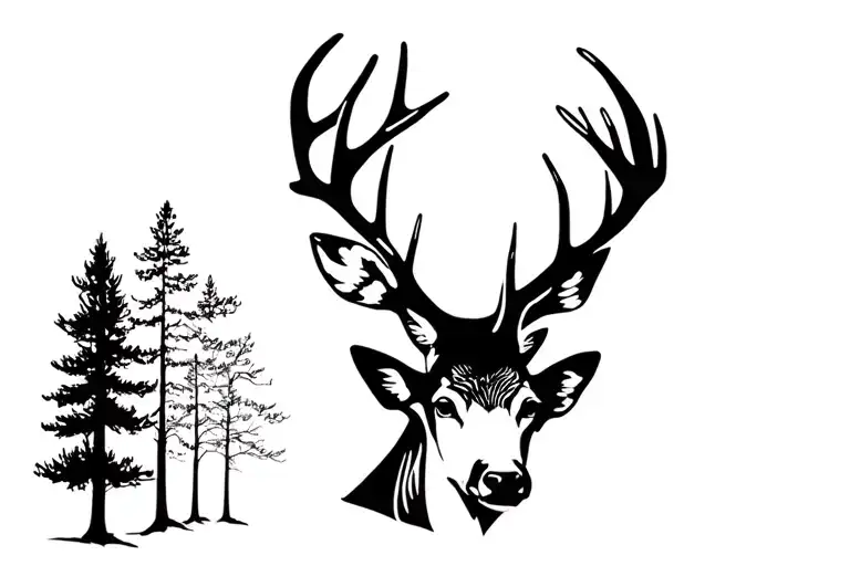 Deer Head With Trees