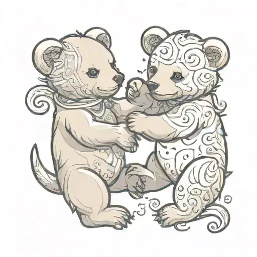 Two Bear Cubs Scorpio And Pisces Zodiac Signs Intertwined