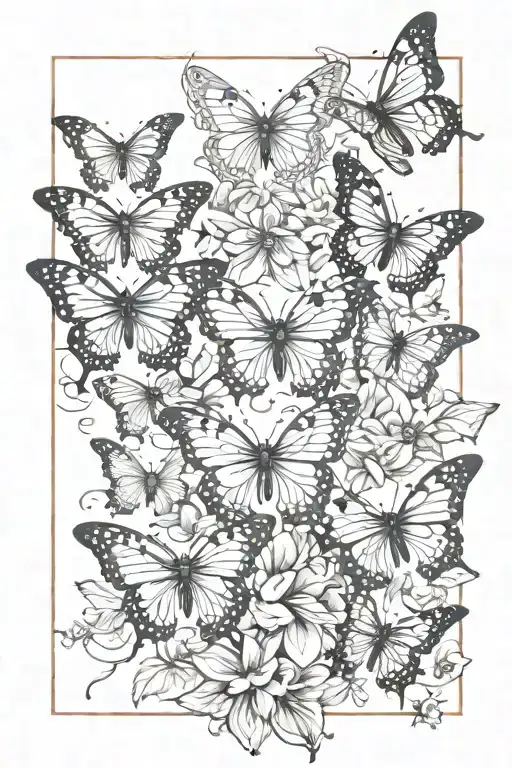 Five Butterflies Going Up Thigh With Background