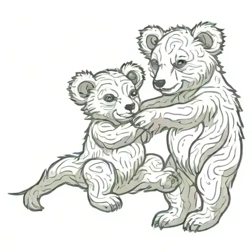 Two Bear Cubs Scorpio And Pisces Zodiac Signs Intertwined