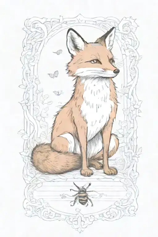 Storybook Illustration Of A Fox With A Honeybee On Its Nose