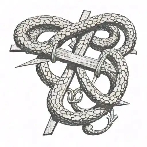 Snake Stabbed By The Cross