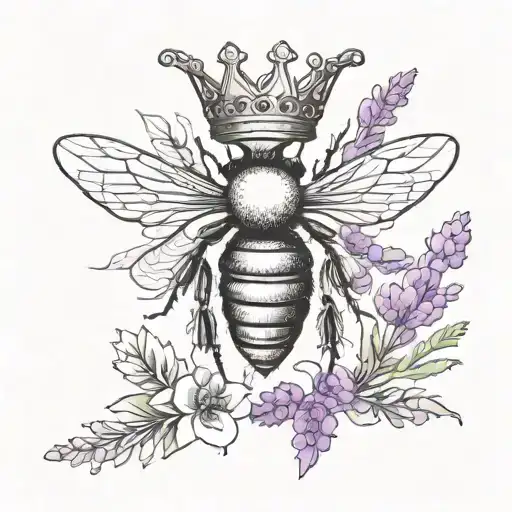 Stylistic Modern Queen Bee With Crown And Lavender