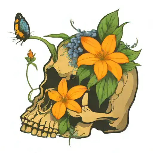 Wildflowers Growing Out Of Skull