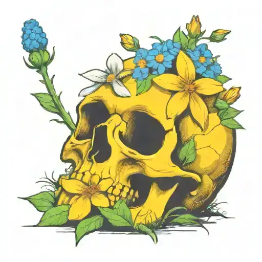Wildflowers Growing Out Of Skull