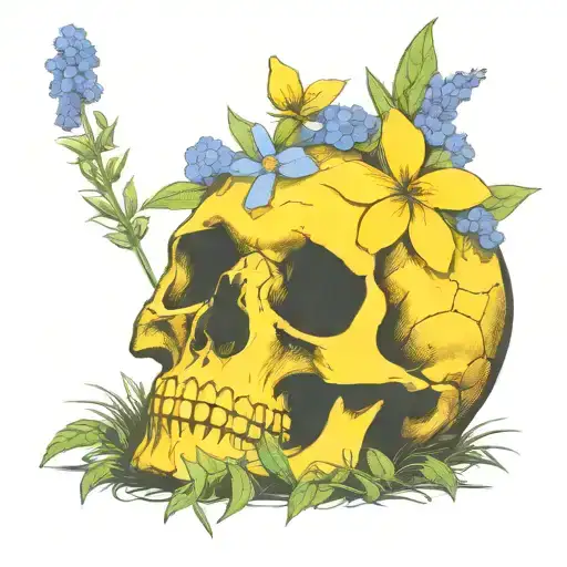 Wildflowers Growing Out Of Skull