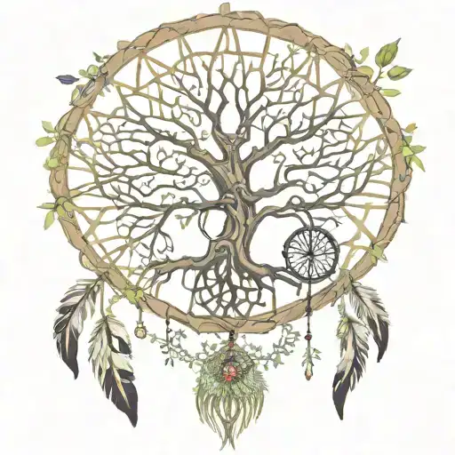 Tree Of Life With Dream Catcher Entangled