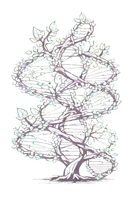 Tree With Dna Double Helix Intertwined